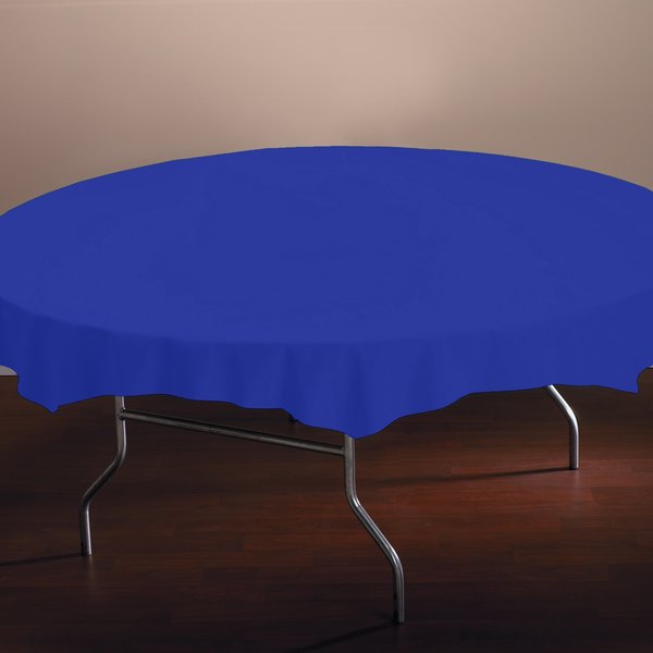 Hoffmaster 82" Blue Plastic Octy-Round Tablecloths, PK12 112014